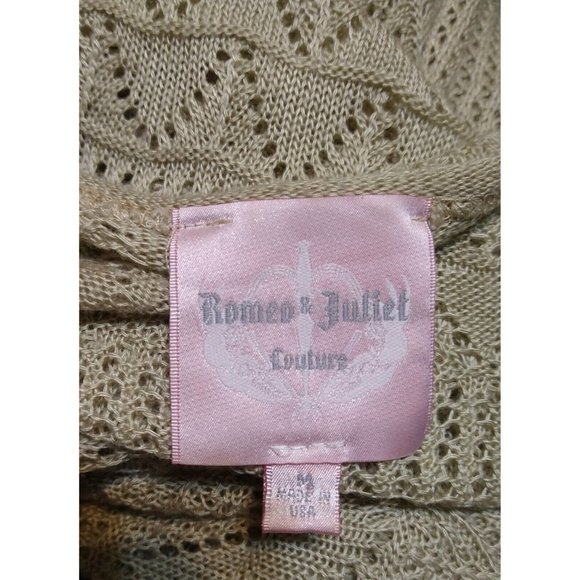 Romeo & Juliet Couture Open-Knit Shawl Sweater Oversized Beige Tan Women's Med - Picture 7 of 9